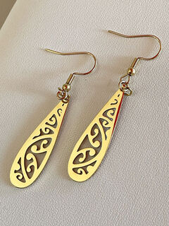 Gold Kowhaiwhai teardrop earrings 40mm