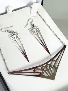 Silver Manama large pendant 85mm & 50mm triangle Earrings