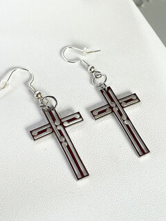 Silver Koru Cross earrings 35mm