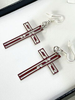 Silver Koru Cross earrings 45mm